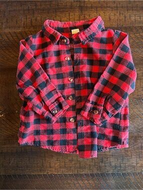 Kids Red & Black Plaid Button-Up Shirt